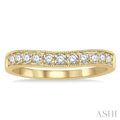 1/3 Ctw Arched Round Cut Diamond Wedding Band in 14K Yellow Gold