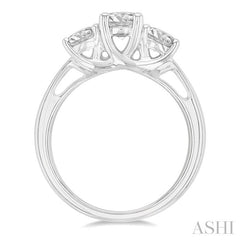 1 1/4 Ctw Round Cut Diamond Past Present & Future Engagement Ring in 14K White Gold