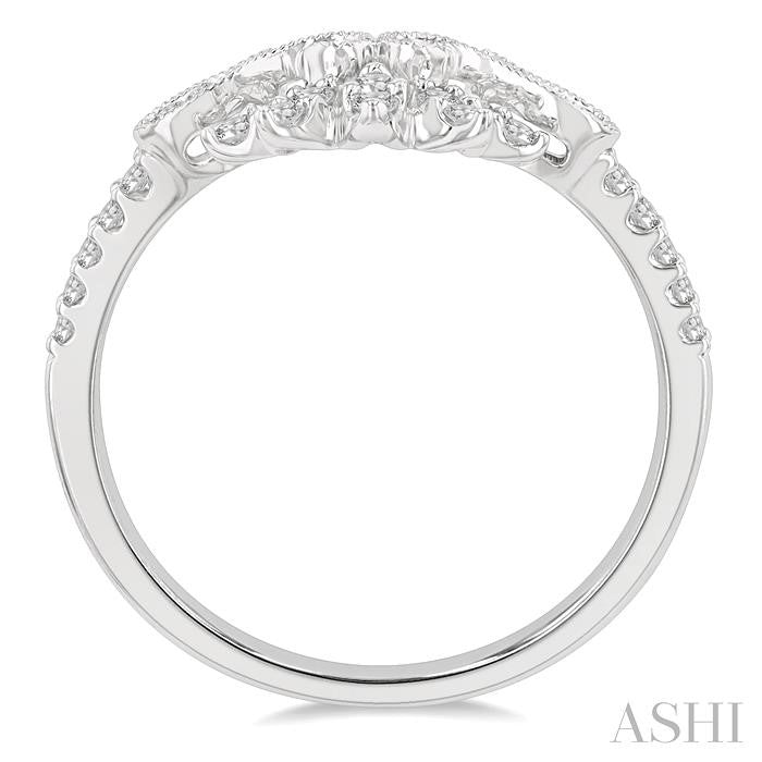 1/4 Ctw 5 Marquise Mount Round Cut Diamond Curved Wedding Band in 14K White Gold
