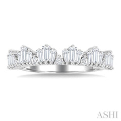 5/8 Ctw Baguette and Round Cut Diamond Stackable Fashion Band in 14K White Gold