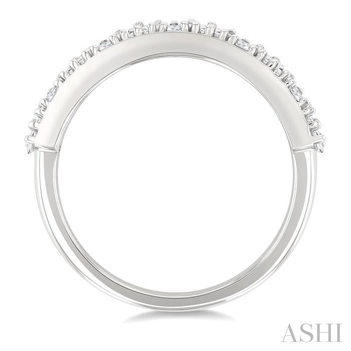 5/8 Ctw Baguette and Round Cut Diamond Stackable Fashion Band in 14K White Gold