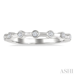 1/10 Ctw Bezel Set Round Cut Diamond Stackable Wedding Band in 14K White Gold