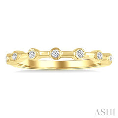 1/10 Ctw Bezel Set Round Cut Diamond Stackable Wedding Band in 14K Yellow Gold