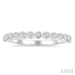 1/6 Ctw Half Eternity Bezel Set Round Cut Diamond Fashion Band in 10K White Gold