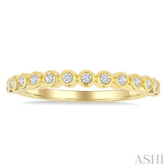 1/6 Ctw Half Eternity Bezel Set Round Cut Diamond Fashion Band in 10K Yellow Gold