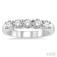 1 Ctw Round Cut Diamond Wedding Band in 14K White Gold