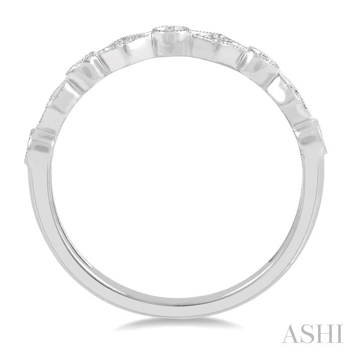 1/10 Ctw Fused Diamond and Circular Shape Mount Round Cut Diamond Stack Band in 14K White Gold