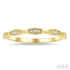 1/10 Ctw Elongated Hexagon Mount Link Round Cut Diamond Stackable Fashion Band in 10K Yellow Gold