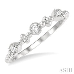 1/5 Ctw Circular Mount Ball Link Round Cut Diamond Stackable Band in 14K White Gold
