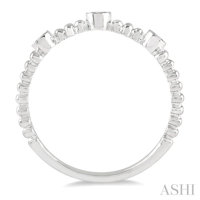 1/5 Ctw Circular Mount Ball Link Round Cut Diamond Stackable Band in 14K White Gold
