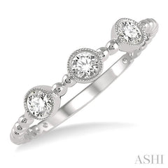 1/4 Ctw Circular Tri Mount Ball Link Shank Round Cut Diamond Fashion Ring in 14K White Gold