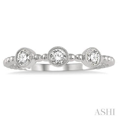 1/4 Ctw Circular Tri Mount Ball Link Shank Round Cut Diamond Fashion Ring in 14K White Gold