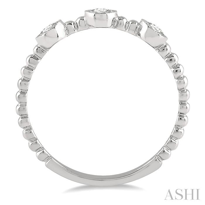 1/4 Ctw Circular Tri Mount Ball Link Shank Round Cut Diamond Fashion Ring in 14K White Gold