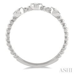 1/4 Ctw Circular Tri Mount Ball Link Shank Round Cut Diamond Fashion Ring in 14K White Gold