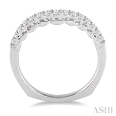 1/3 Ctw Arched Center Round Cut Diamond Wedding Band in 14K White Gold