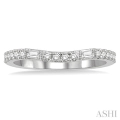 1/3 Ctw Arched Baguette and Round Cut Diamond Wedding Band in 14K White Gold