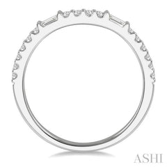 1/3 Ctw Arched Baguette and Round Cut Diamond Wedding Band in 14K White Gold