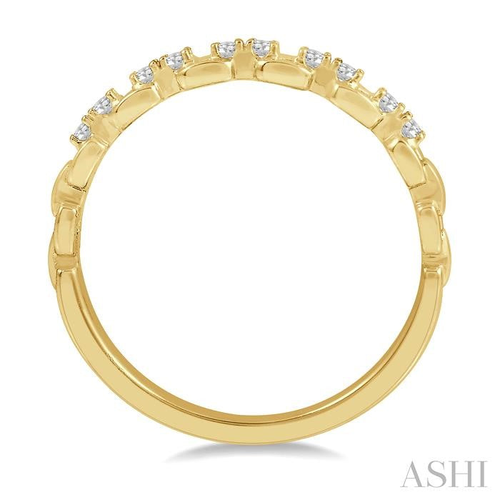 1/10 Ctw Box Chain Link Round Cut Diamond Stack Band in 14K Yellow Gold