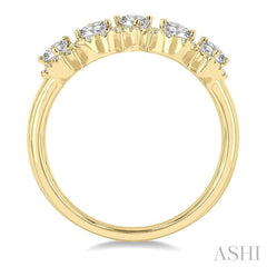 1 Ctw Pear Shape 5 Stone Pear & Round Cut Diamond Halo Wedding Band in 14K Yellow Gold
