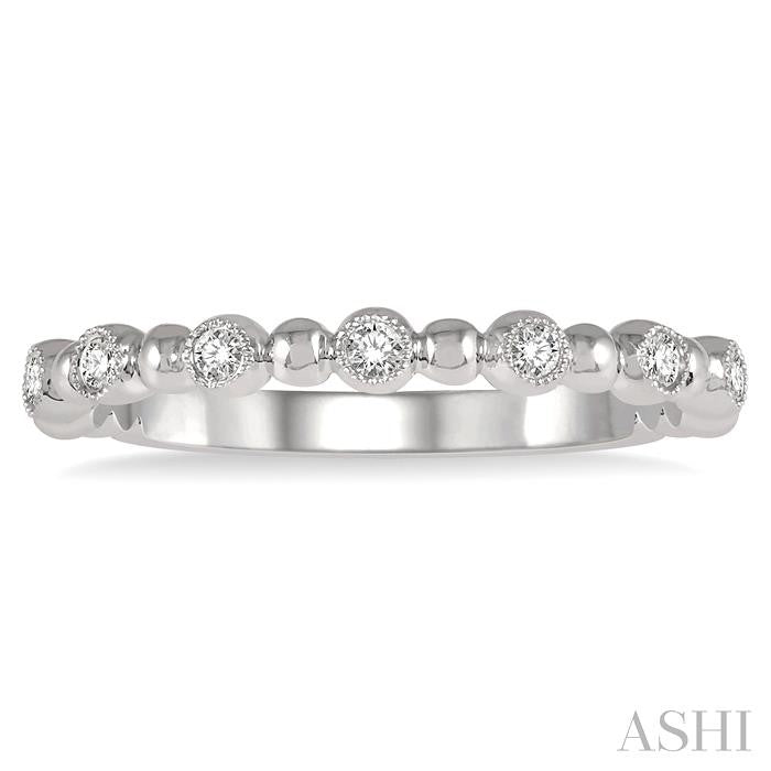 1/6 Ctw Ball Link Round Cut Diamond Stack Band in 14K White Gold