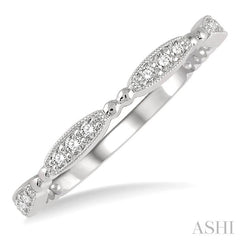 1/6 Ctw Marquise Mount Round Cut Diamond Stackable Band in 14K White Gold