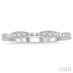 1/6 Ctw Marquise Mount Round Cut Diamond Stackable Band in 14K White Gold