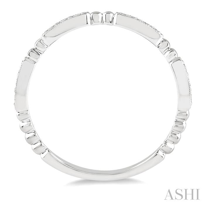 1/6 Ctw Marquise Mount Round Cut Diamond Stackable Band in 14K White Gold