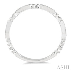 1/6 Ctw Marquise Mount Round Cut Diamond Stackable Band in 14K White Gold