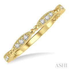 1/6 Ctw Marquise Mount Round Cut Diamond Stackable Band in 14K Yellow Gold
