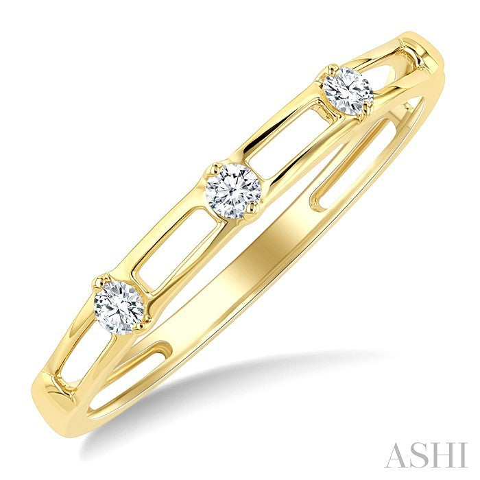 1/10 Ctw Open Window Frames Round Cut Diamond Stackable Fashion Band in 14K Yellow Gold