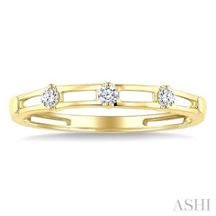 1/10 Ctw Open Window Frames Round Cut Diamond Stackable Fashion Band in 14K Yellow Gold