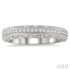 1/3 Ctw Filigree Round Cut Diamond Wedding Band in 14K White Gold