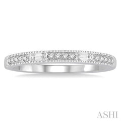 1/6 Ctw Panel Baguette and Round Cut Diamond Wedding Band in 14K White Gold