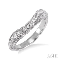 1/3 Ctw Curvy Marquise Pattern Round Cut Diamond Wedding Band in 14K White Gold