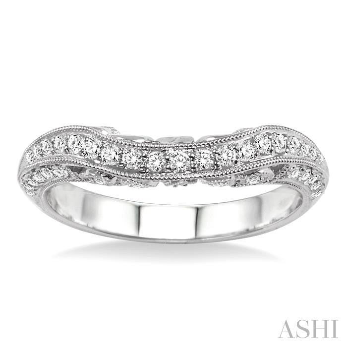 1/3 Ctw Curvy Marquise Pattern Round Cut Diamond Wedding Band in 14K White Gold
