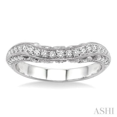 1/3 Ctw Curvy Marquise Pattern Round Cut Diamond Wedding Band in 14K White Gold