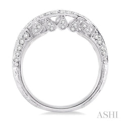 1/3 Ctw Curvy Marquise Pattern Round Cut Diamond Wedding Band in 14K White Gold