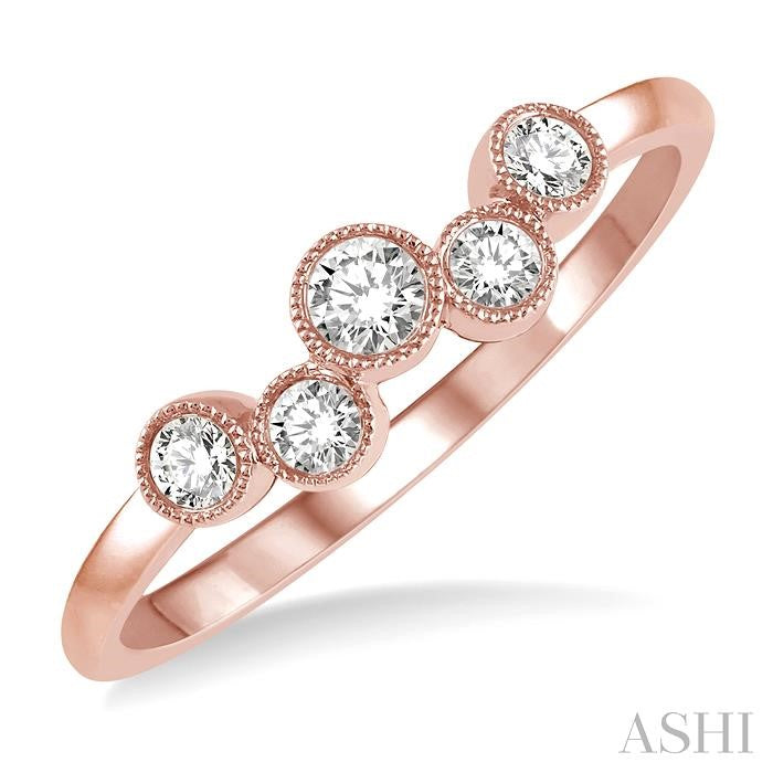 1/4 Ctw Circular Link Round Cut Diamond Fashion Ring in 14K Rose Gold