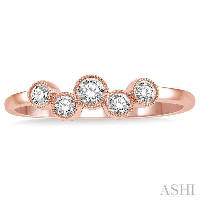1/4 Ctw Circular Link Round Cut Diamond Fashion Ring in 14K Rose Gold