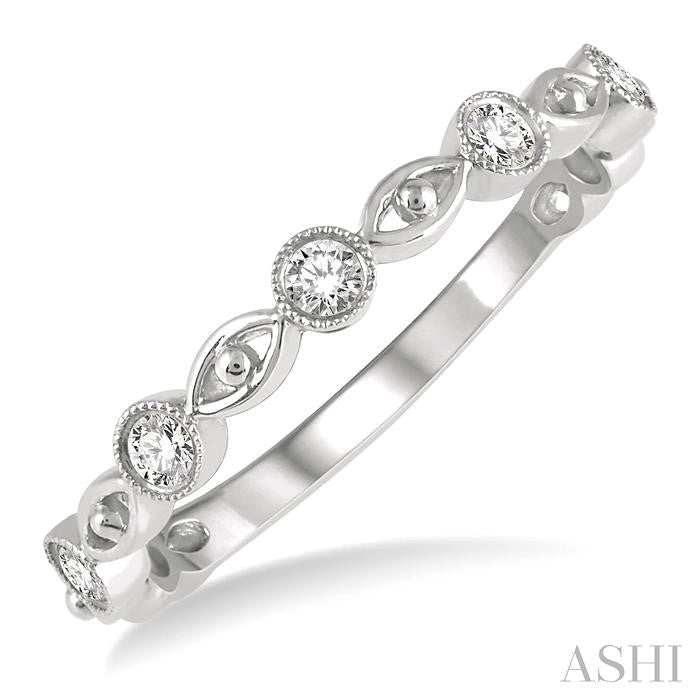 1/5 Ctw Lattice Marquise & Circular Mount Round Cut Diamond Stackable Band in 14K White Gold