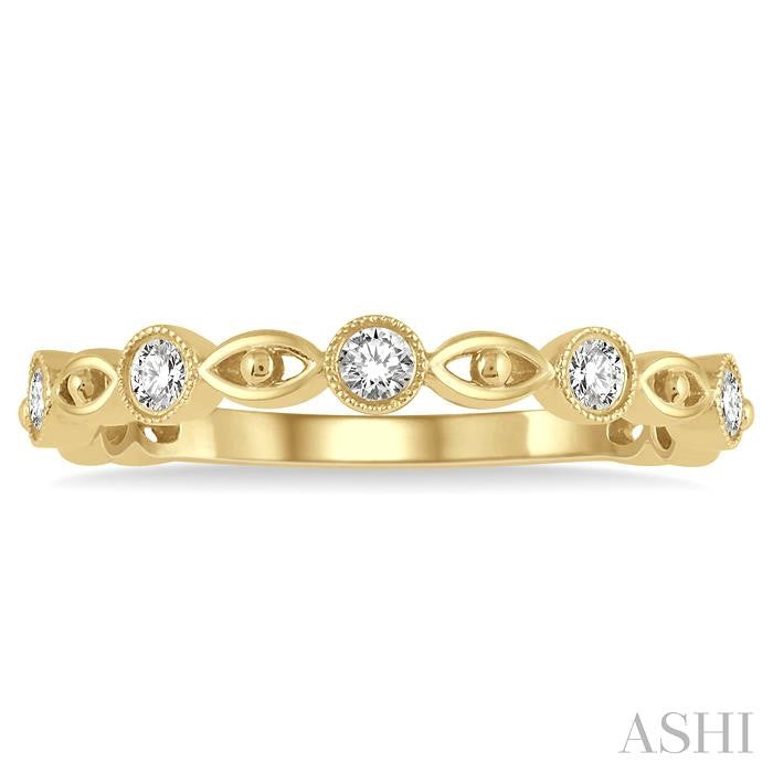 1/5 Ctw Lattice Marquise & Circular Mount Round Cut Diamond Stackable Band in 14K Yellow Gold