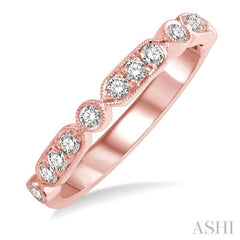 1/3 Ctw Pod & Circular Link Round Cut Diamond Stackable Band in 14K Rose Gold
