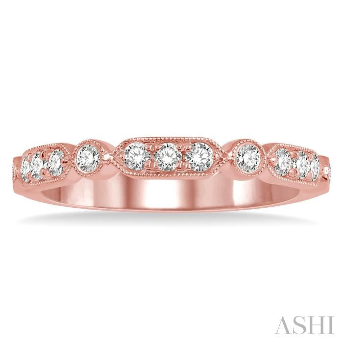 1/3 Ctw Pod & Circular Link Round Cut Diamond Stackable Band in 14K Rose Gold