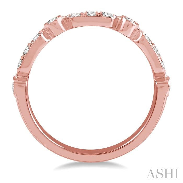 1/3 Ctw Pod & Circular Link Round Cut Diamond Stackable Band in 14K Rose Gold