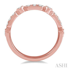 1/3 Ctw Pod & Circular Link Round Cut Diamond Stackable Band in 14K Rose Gold