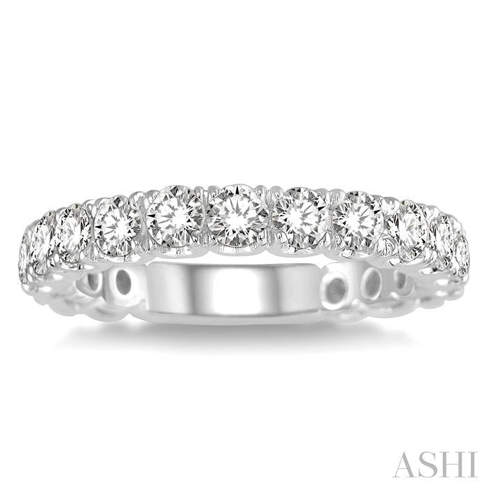 1 1/5 Ctw Lattice Round Cut Diamond Wedding Band in 14K White Gold