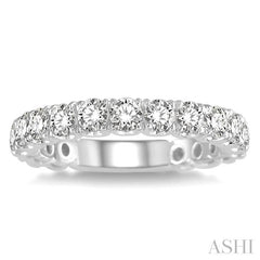 1 1/5 Ctw Lattice Round Cut Diamond Wedding Band in 14K White Gold