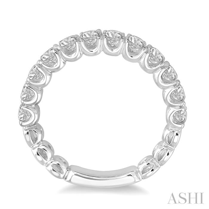 1 1/5 Ctw Lattice Round Cut Diamond Wedding Band in 14K White Gold