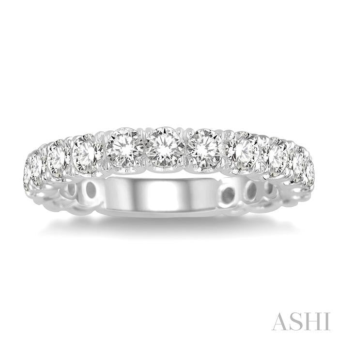 3/4 Ctw Lattice Round Cut Diamond Wedding Band in 14K White Gold