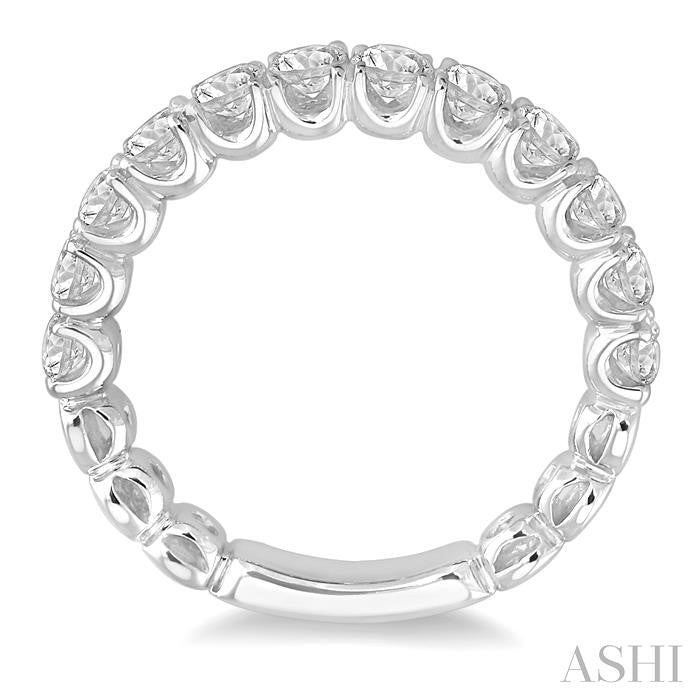 3/4 Ctw Lattice Round Cut Diamond Wedding Band in 14K White Gold